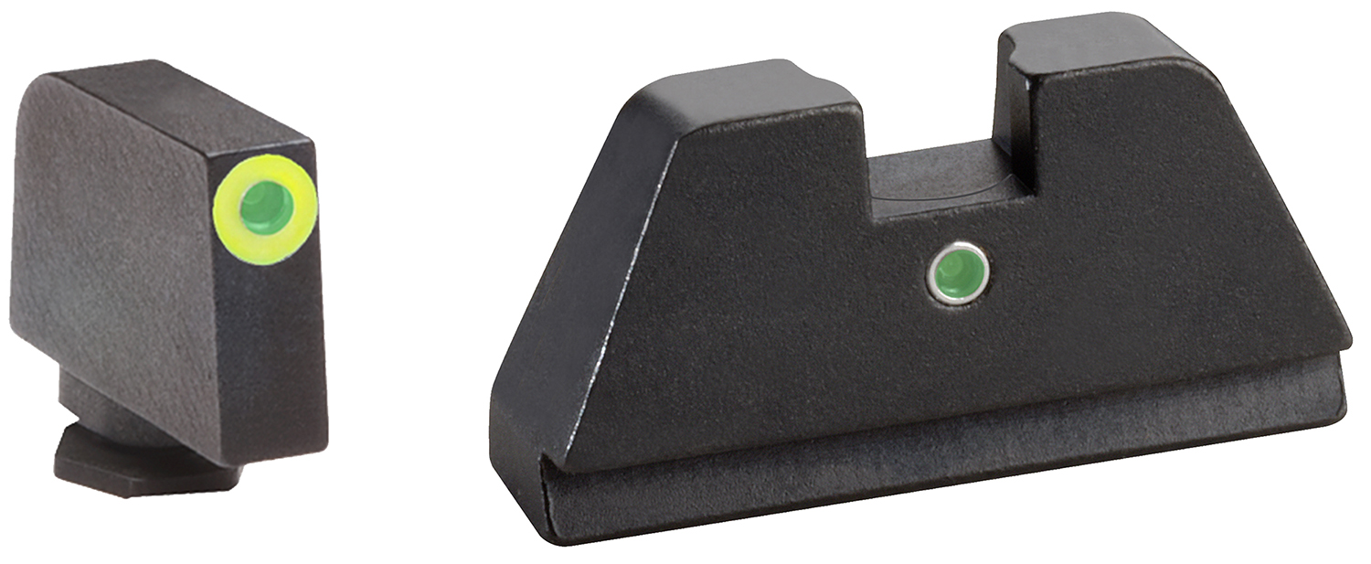 AmeriGlo GL391 Optic Compatible Sight Set for Glock XL Tall Green Tritium LumiGreen Outline Front Sight-Green Tritium Rear Sight