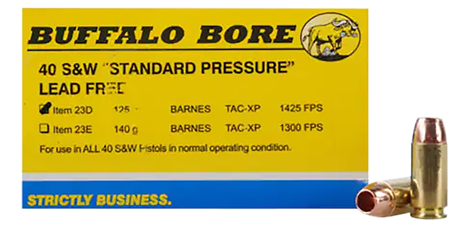 Buffalo Bore Ammunition 23D20 Standard Pressure Strictly Business 40S&W 125gr Barnes TAC-XP Lead Free 20 Per Box/12 Case