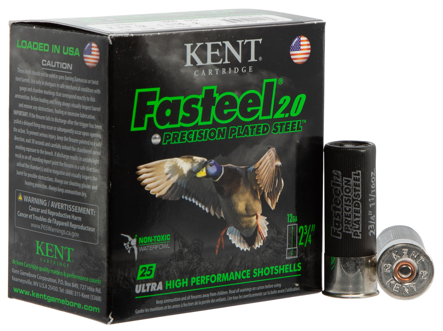 Kent Cartridge K122FS302 Fasteel 2.0 12 Gauge 2.75″ 1 1/16 oz 2 Shot 25 Per Box/ 10 Case