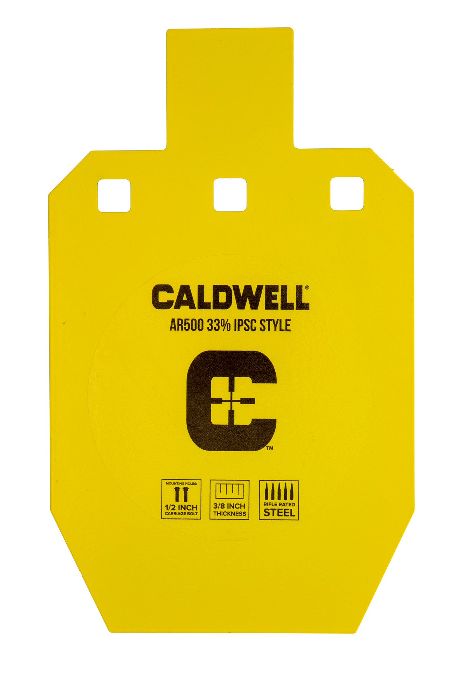 Caldwell 1116697 C Yellow Powder Coat AR500 Steel 10″ L x 6.1″ W x 0.4″ D 33% Hanging