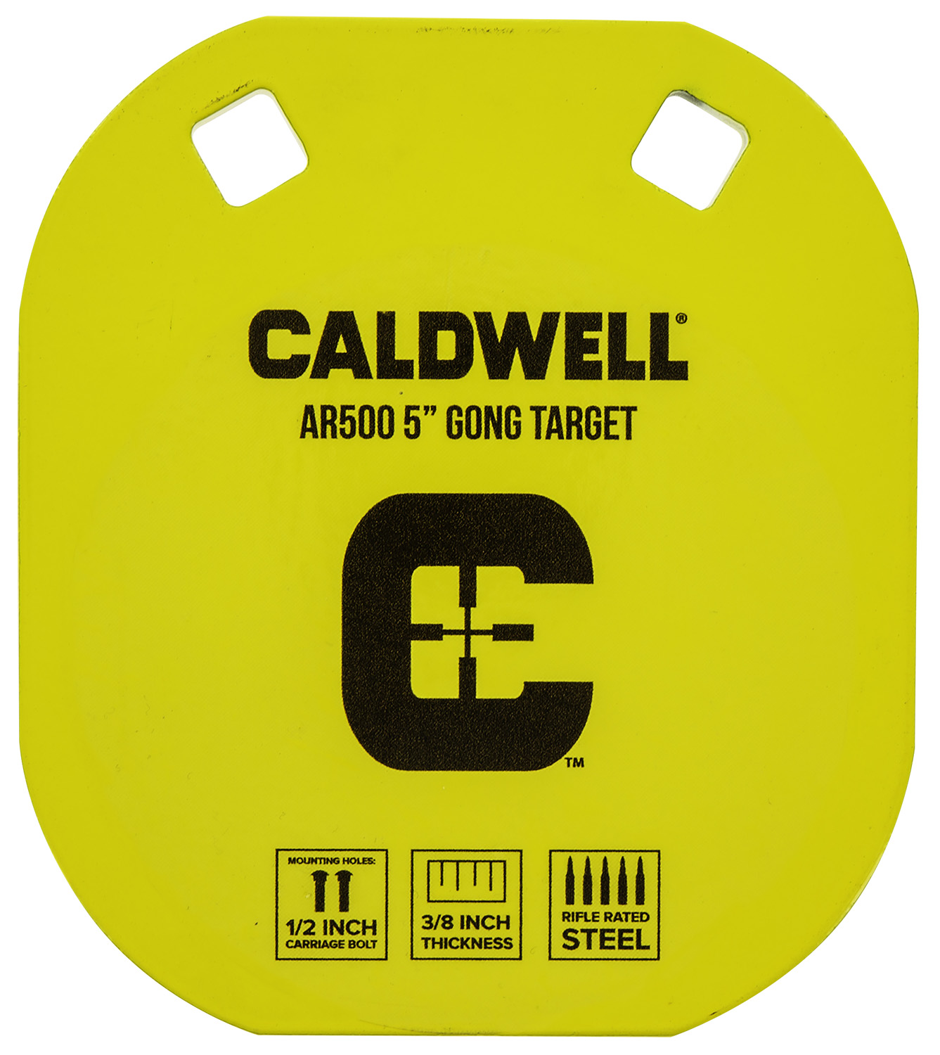Caldwell 1116700 Gong 5″ Yellow AR500 Steel 0.38″ Thick Hanging