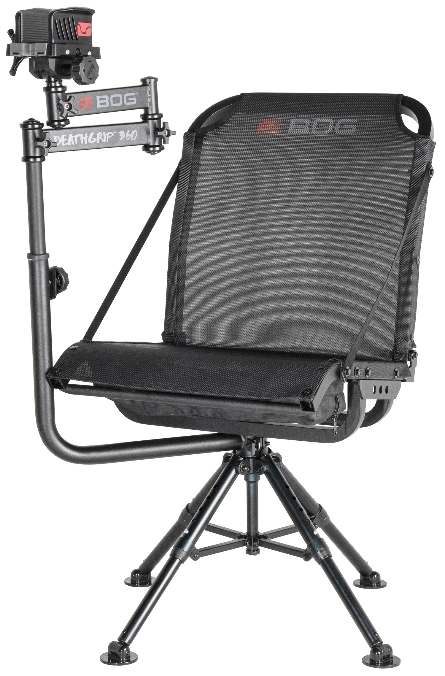 Bog-Pod 1134447 DeathGrip 360 Shooting Rest Chair, Black Aluminum, Extendable Leg Height, 400lbs. Weight Capacity