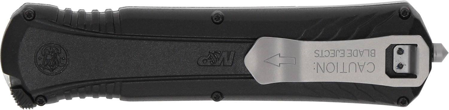 Smith & Wesson Knives 1181878 M&P 3.50″ OTF Dagger Plain Satin AUS-8A SS Blade 5.16″ Black