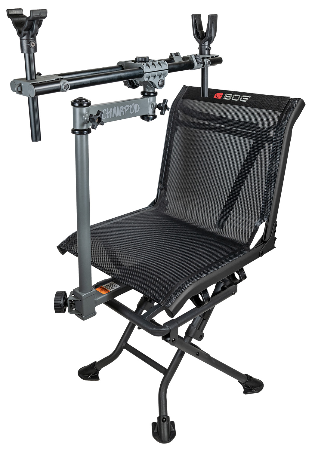 Bog-Pod 1100475 ChairPod Chair with Rotating Gun Mount, 4 Legs, Black, Aluminum Frame, 41″ Max Height