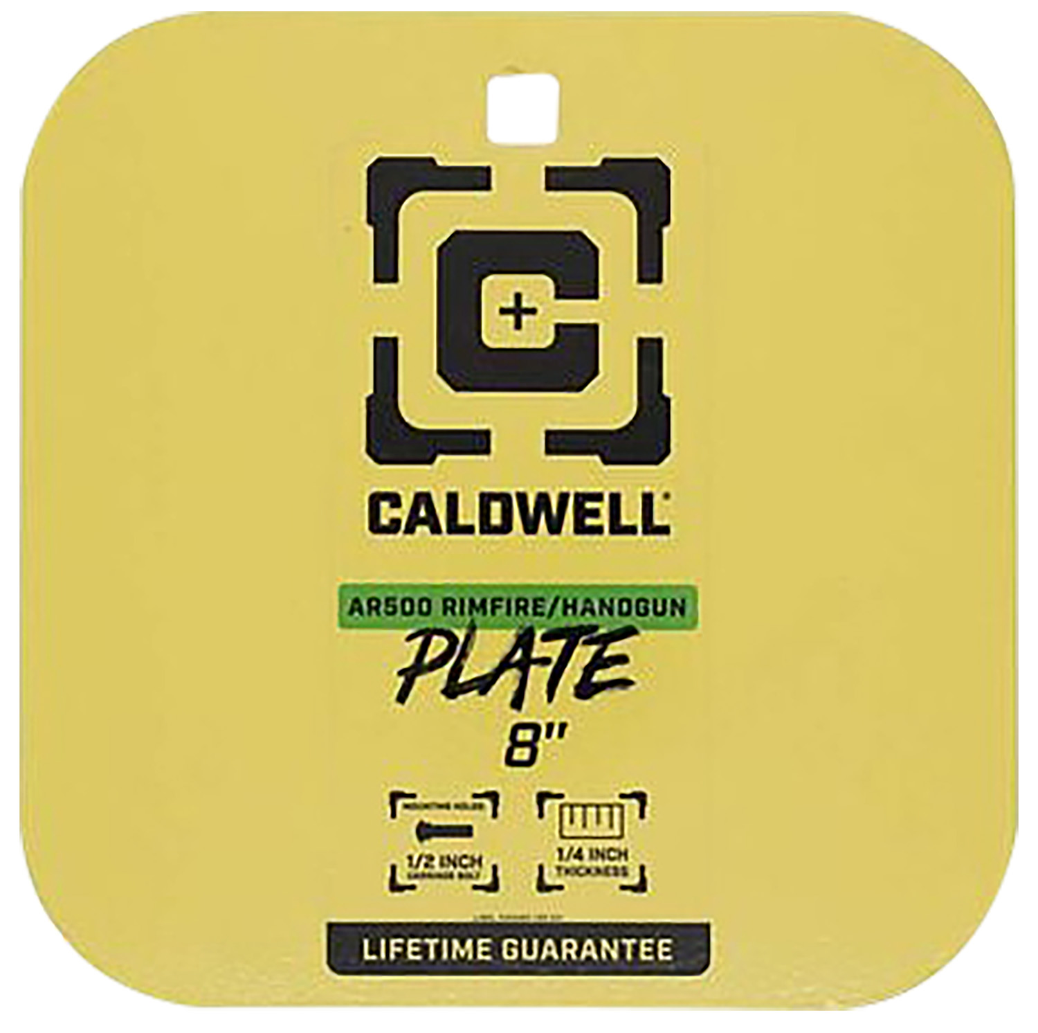 Caldwell 4002878 8″ Rimfire/Handgun Yellow AR500 Steel Gong 1/4″ Thick