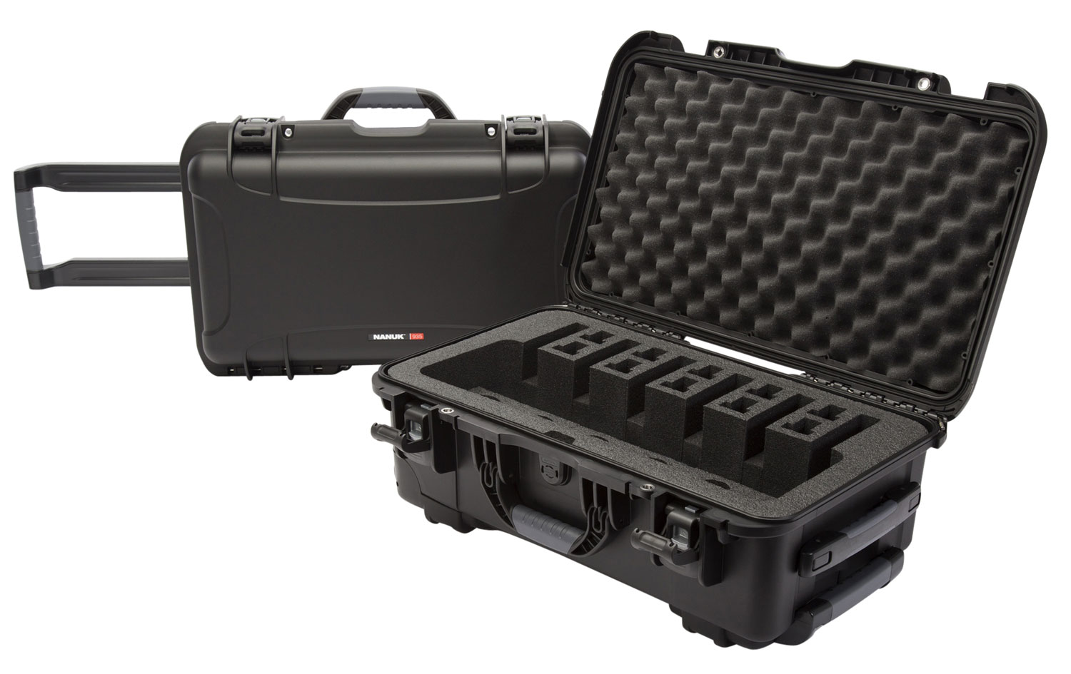 Nanuk 9356UP1 935 6 Up Pistol Case Black Polymer w/ Closed-Cell Foam Padding 22″ L x 14″ W x 9″ H Interior Dimensions