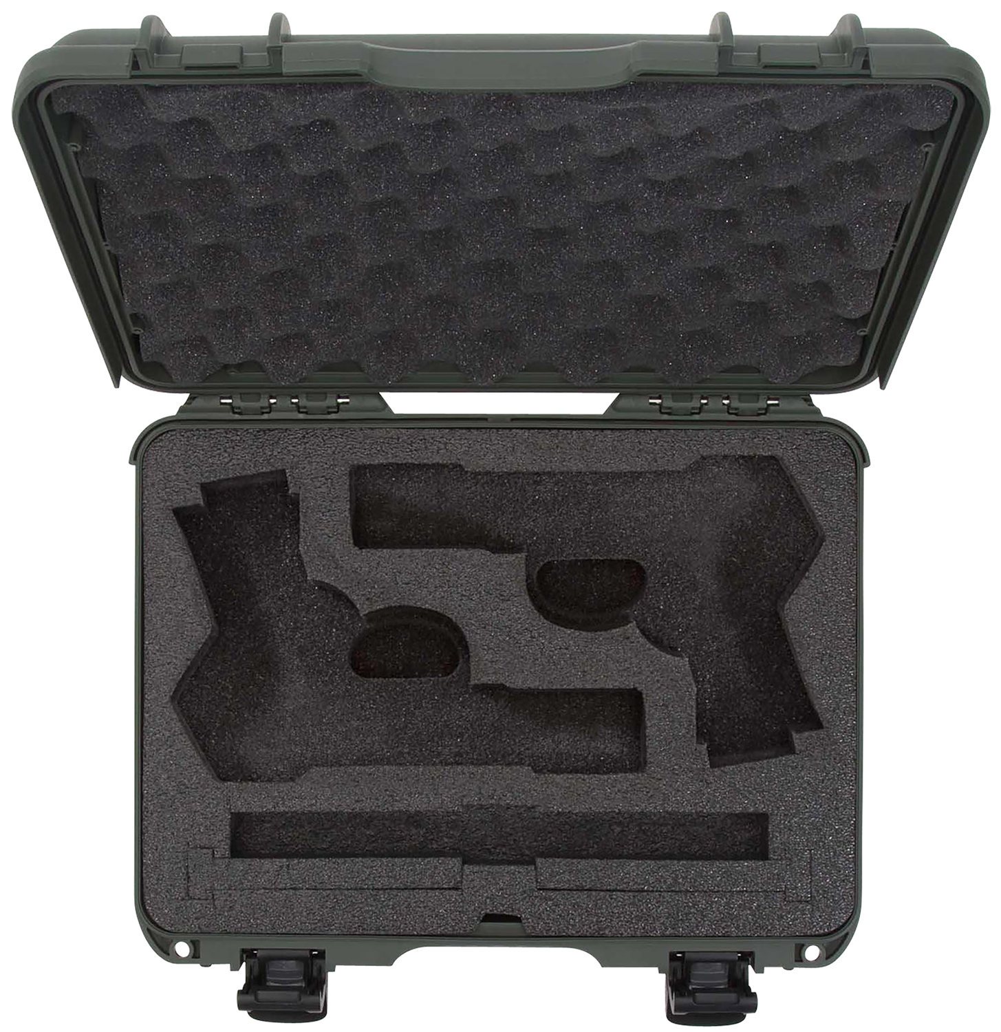 Nanuk 910CLASG6 910 Classic 2 Up Pistol Case Olive Polymer w/ Latches & Closed-Cell Foam Padding 13.20″ L x 9.20″ W x 4.10 ” H Interior Dimensions