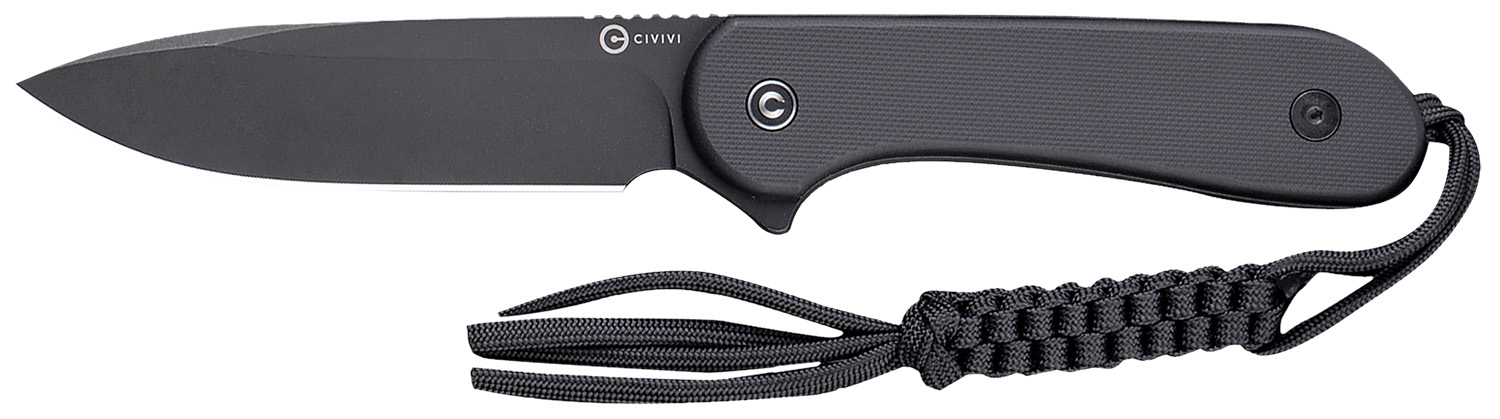 Civivi Knives C2105A Elementum 3.98″ Fixed Plain Black Stonewashed D2 Steel Blade, 4.50″ Black G10 Handle