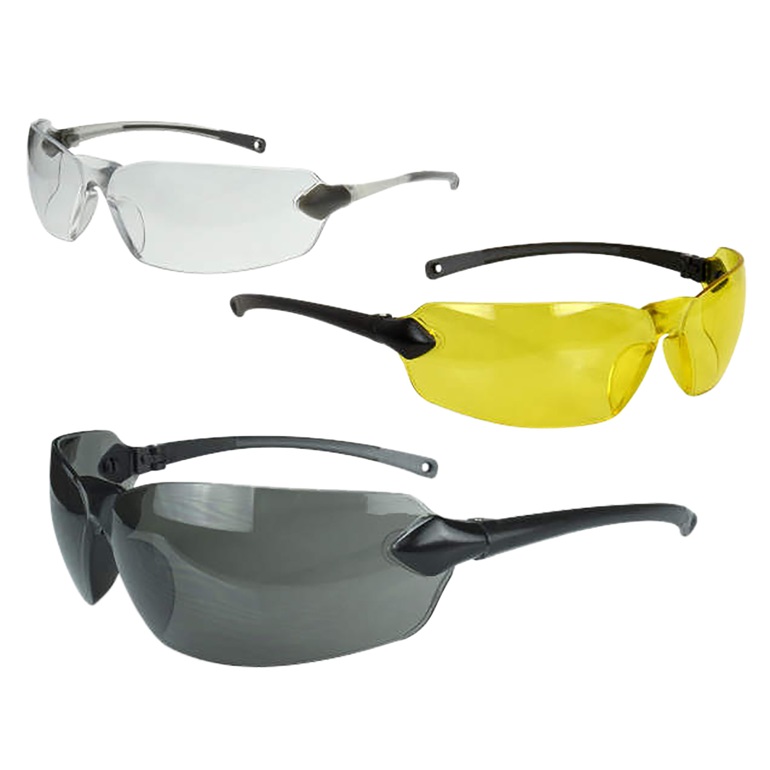Radians OV3114CS Overlook Glasses Adult Clear/Smoke Gray/Amber/Black/Silver Frames 3 Pack