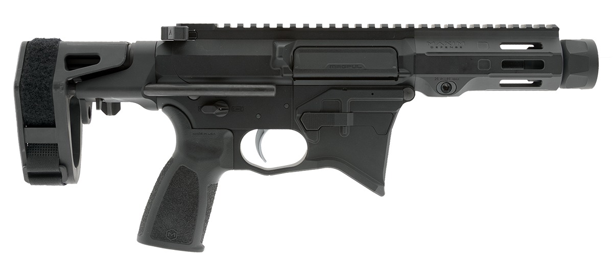 Maxim Defense MD9 K SCW 9mm Luger 4.50″ Black Nitride Threaded Barrel, Arid Brown Anodized Aluminum Receiver w/Picatinny Rail, Arid Black Maxim SCW Pistol Brace, Arid Brown Polymer Grip