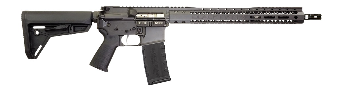 Black Rain Ordnance SSP300BLKSMK SSP 300 Blackout 30+1 16″ Black Nitride Threaded Barrel, Smoke Cerakote Aluminum Receiver w/Picatinny Rail, Magpul MOE SL Black Polymer Stock, Black Magpul Grip