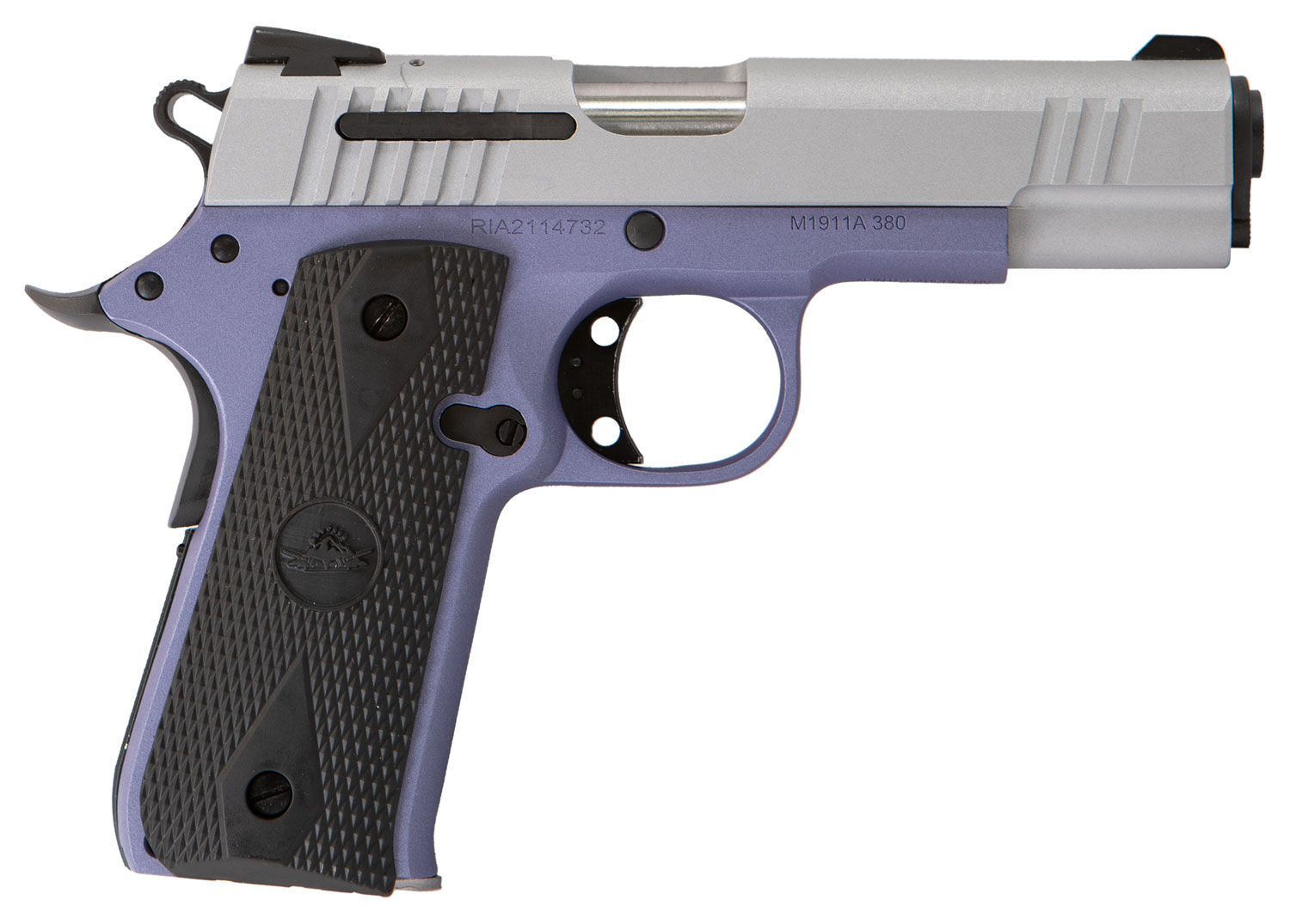 Citadel CIT380OLALA M1911 Baby Compact Frame 380 ACP 7+1, 3.75″ Stainless Steel Barrel, Silver Serrated Steel Slide, Crushed Orchard Cerakote Aluminum Frame w/Beavertail, Ambidextrous