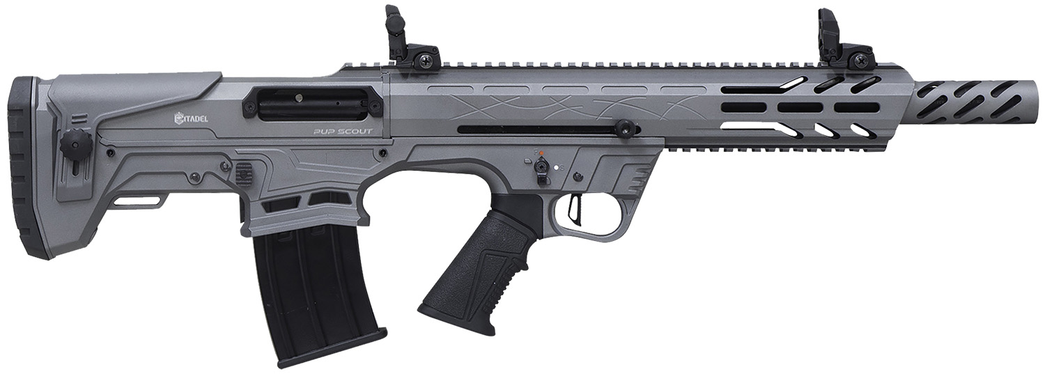 Citadel FRPS1218TG Pup Scout  12 Gauge Semi-Auto 3″ 5+1 18.50″ Gray Steel Barrel, Picatinny Rail Aluminum Receiver, Picatinny Handguards, Gray Adj Cheek Riser Synthetic Stock, Black Polymer Grip