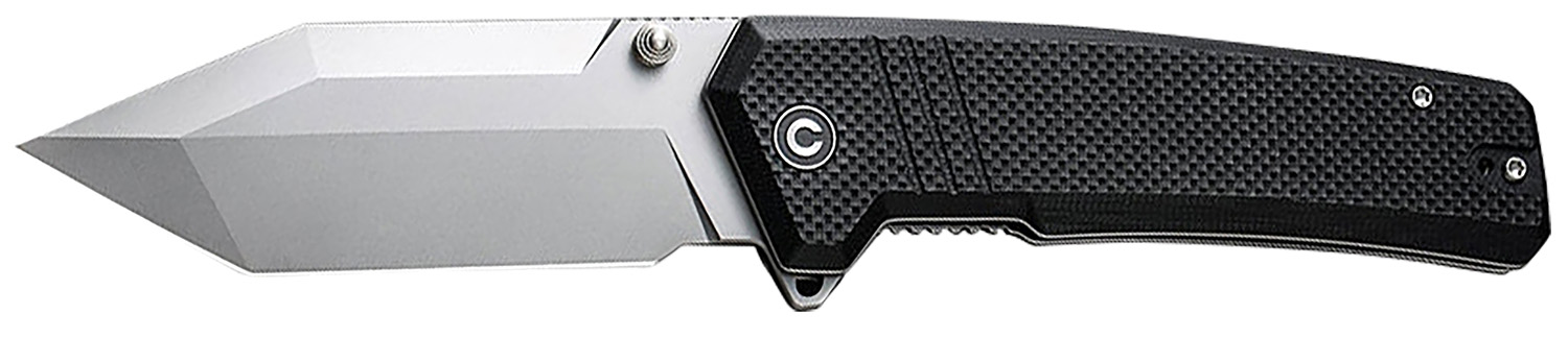 Civivi Knives C23024-1 Bhaltair 3.98″ Folding Tanto Plain Stonewashed 14C28N Steel Blade, Black Textured G10 Handle