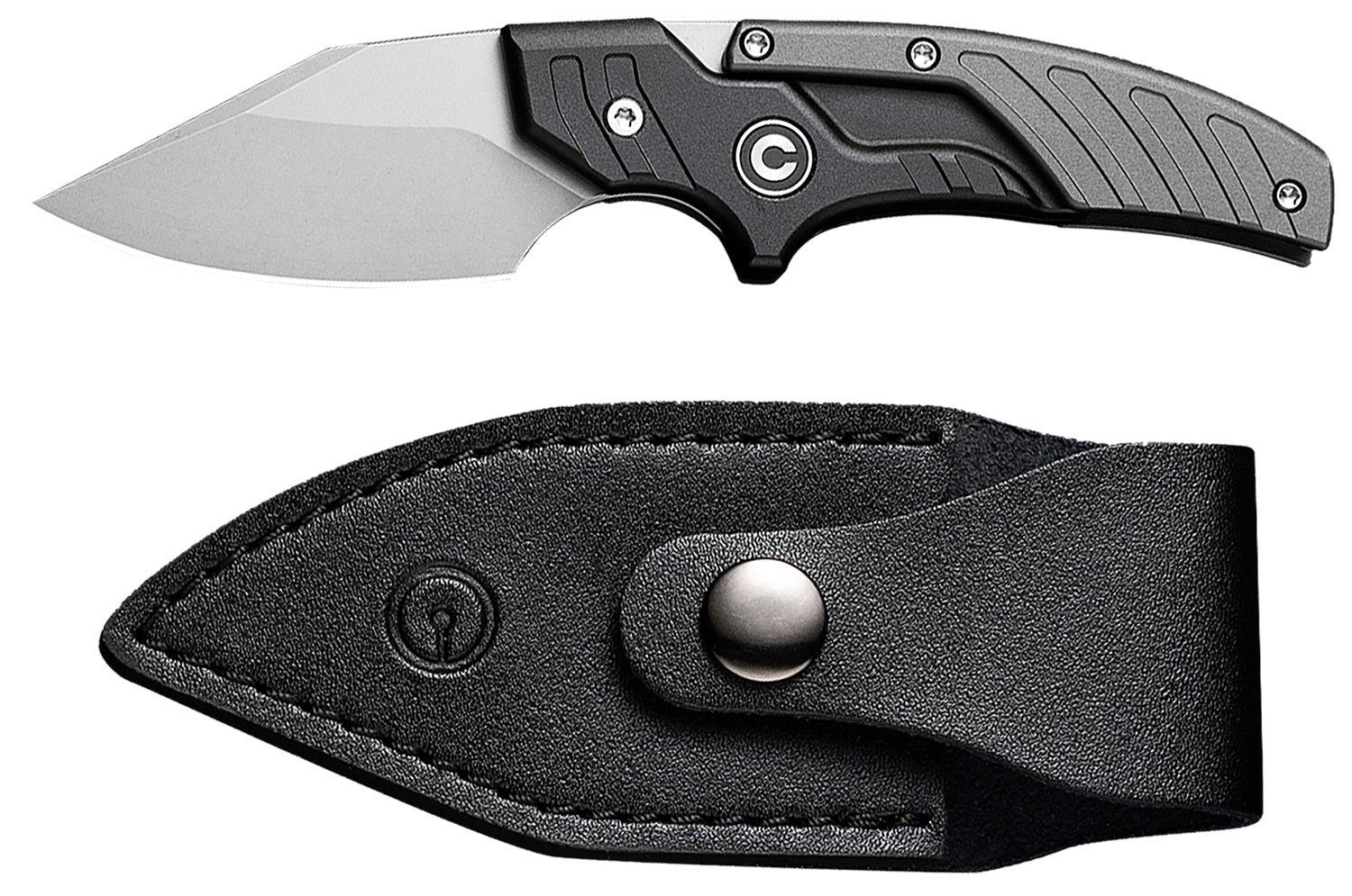 Civivi Knives C21036-3 Typhoeus 2.27″ Adjustable Fixed Stonewashed Plain 14C28N Steel Blade, 3.98″ Black/Gray Textured Aluminum Handle