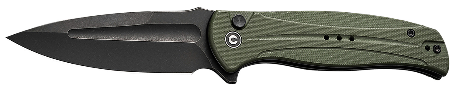 Civivi Knives C23053-2 Incindie  3.48″ Folding Spear Point Plain Black Stonewashed 14C28N Steel Blade, OD Green Textured G10 Handle
