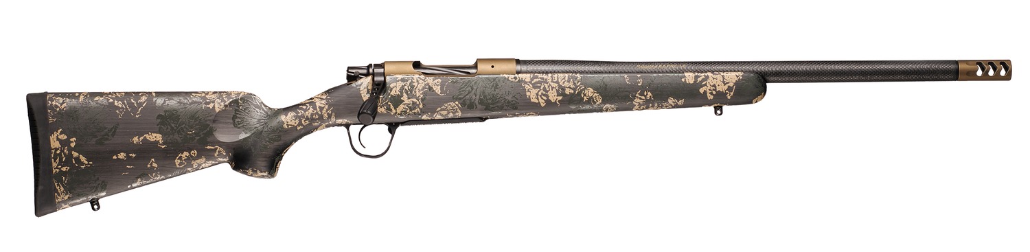 Christensen Arms 8010619100 Ridgeline FFT 6.5 PRC 3+1 20″ Carbon Fiber/Threaded Barrel, Burnt Bronze Cerakote, Green with Black/Tan Accents Stock