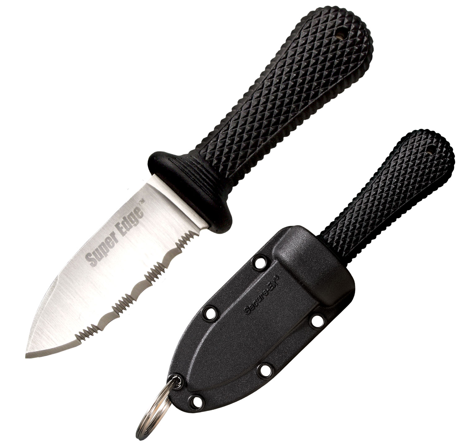Cold Steel 42SS Super Edge  2″ Fixed Part Serrated Japanese AUS-8A SS Blade/ Black Kray-Ex Handle Includes Sheath