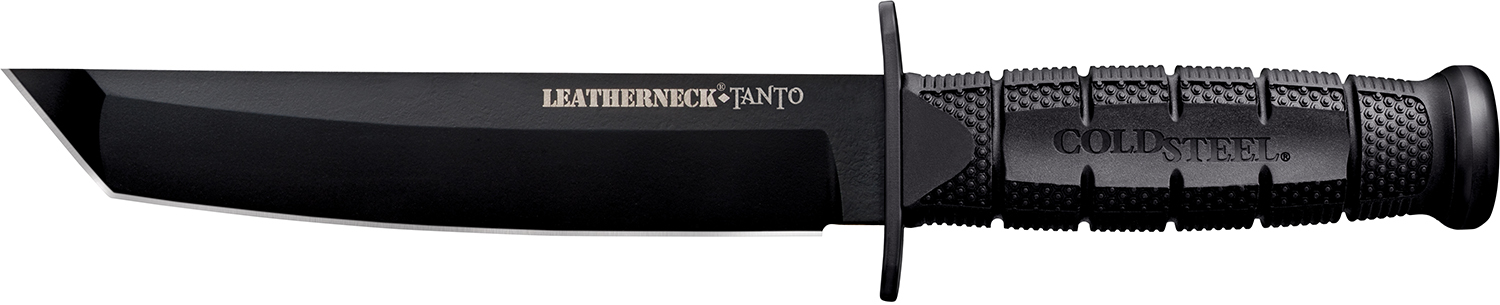 Cold Steel CS-39LSFCT Leatherneck 7″ Fixed Plain Tanto Black Matte Powder Coat German D2 Steel Blade/Black Deep Checkered w/double Quillon Guard/ Griv-Ex Handle