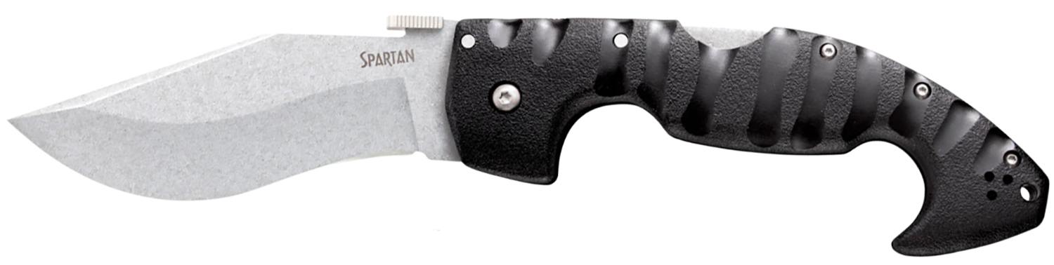 Cold Steel CS21ST Spartan  4.50″ Folding Plain Stone Washed Japanese AUS-10A SS Blade/Black Griv-Ex w/Steel Liners Handle Includes Pocket Clip