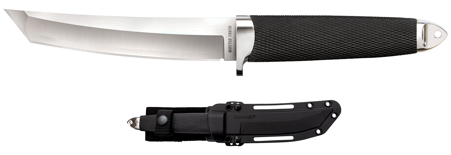 Cold Steel CS-35AB San Mai Master 6″ Fixed Tanto Plain Satin VG-10 San Mai Blade/Black Textured/Oval Kray-Ex Handle Includes Sheath