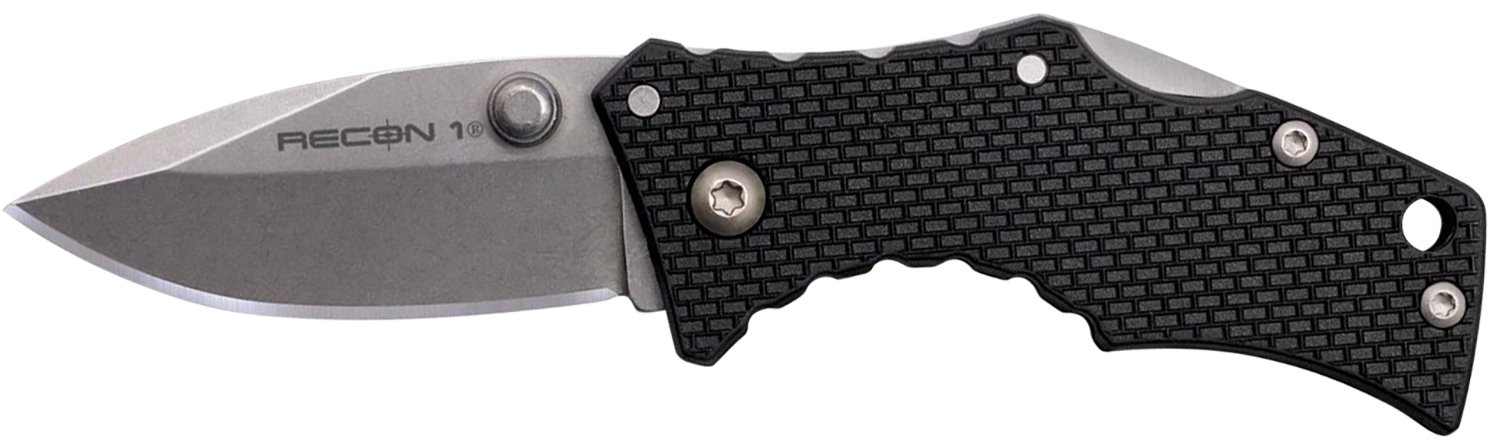 Cold Steel CS7DS Recon 1 Micro 2″ Folding Spear Point Plain Stonewashed 4034 SS Blade/ Black Griv-Ex Handle Includes Pocket Clip
