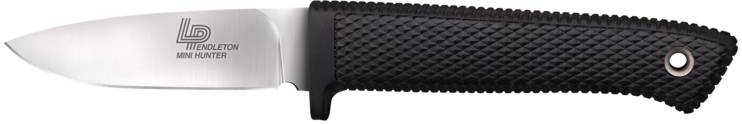 Cold Steel CS36LPMF Pendleton Mini Hunter 3″ Fixed Plain Stonewashed AUS10A SS Blade, 3.63″ Black Textured Kray-Ex Handle