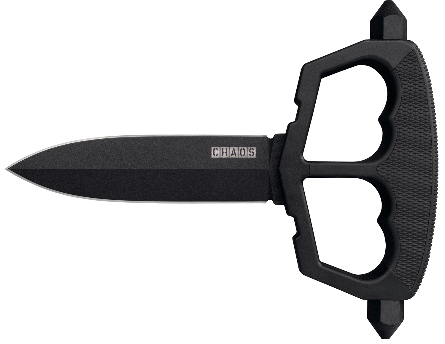 Cold Steel CS80NT3 Chaos Push Knife 5″ Fixed Plain Black Matte Powder Coat SK-5 Steel Blade/ Black w/D-Guard Handle Griv-Ex w/Overmold Kray-Ex Handle Includes Belt Loop/Sheath