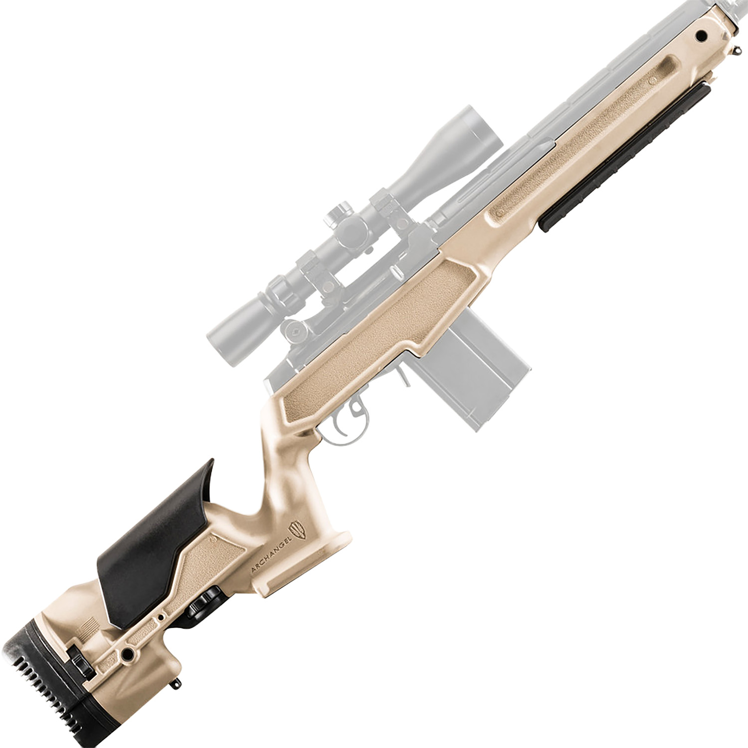Archangel AAM1ADT Precision Stock Desert Tan Synthetic Fixed with Adjustable Cheek Riser for Springfield M1A, M14