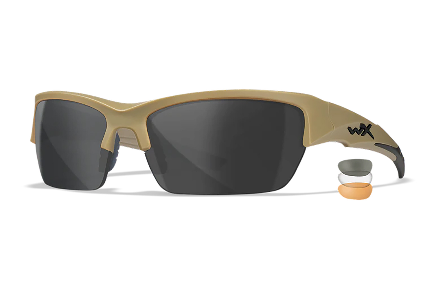 Wiley X CHVAL06T Valor Medium Smoke Gray/Clear/Light Rust Lens Polycarbonate Matte Tan Frame