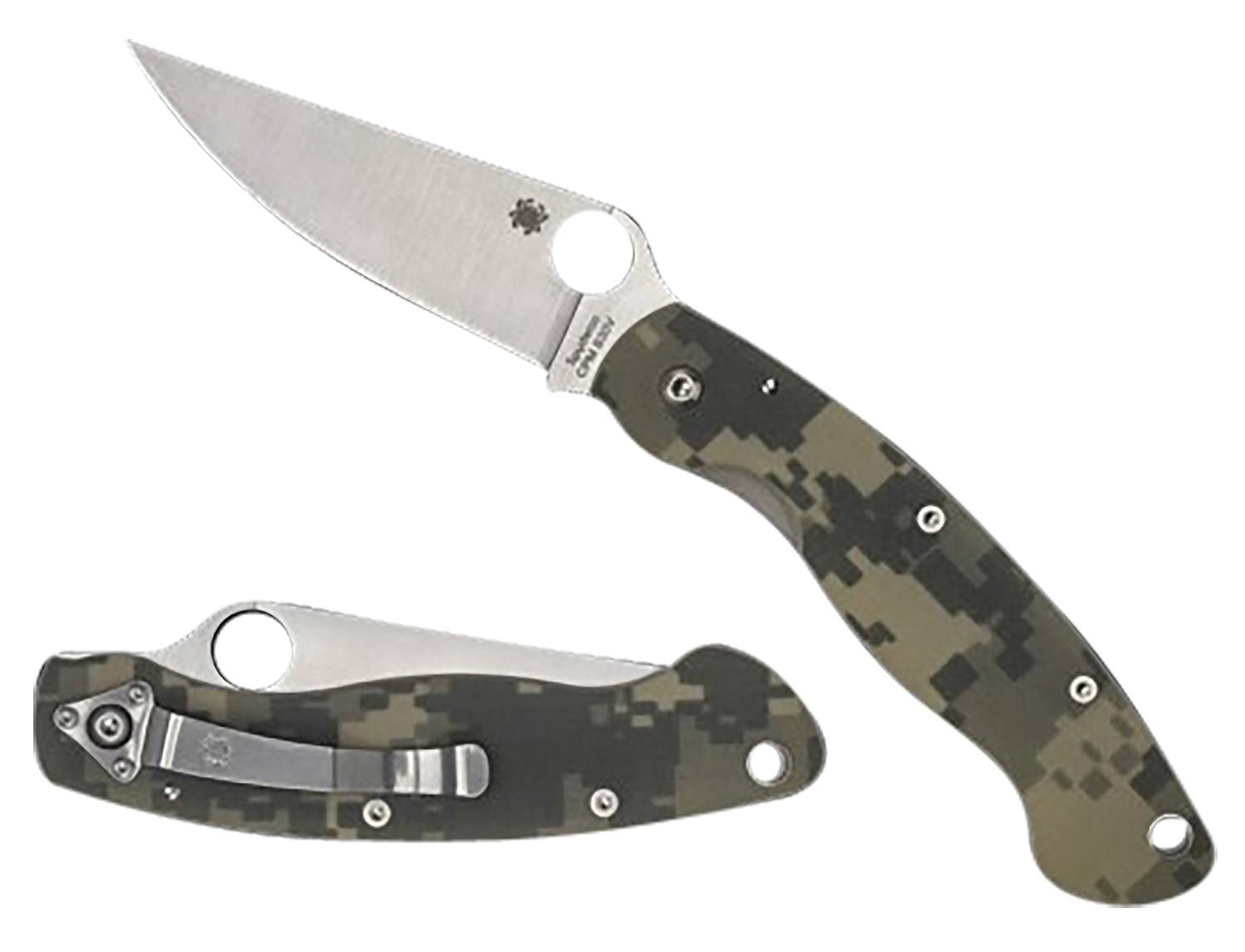 Spyderco C36GPCMO Military 4″ Folding Clip Point Plain Stonewashed CPM S30V SS Blade/ Digital Camo G10 Handle Includes Pocket Clip