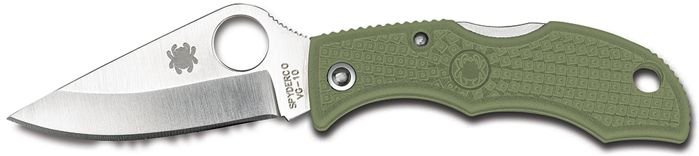 Spyderco LFGP3 Ladybug 3 1.94″ Folding Clip Point Plain VG-10 SS Blade Foliage Green FRN Handle
