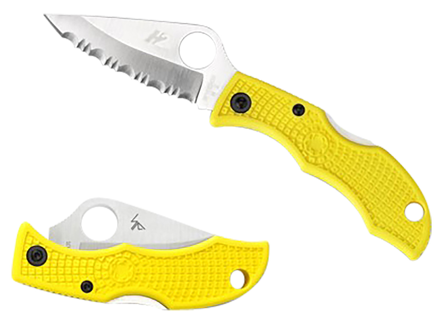 Spyderco LYLP3 Ladybug 3 Salt 1.94″ Folding Plain Stonewashed H2 Steel Blade/Marine Yellow Bi-Directional Texturing FRN Handle