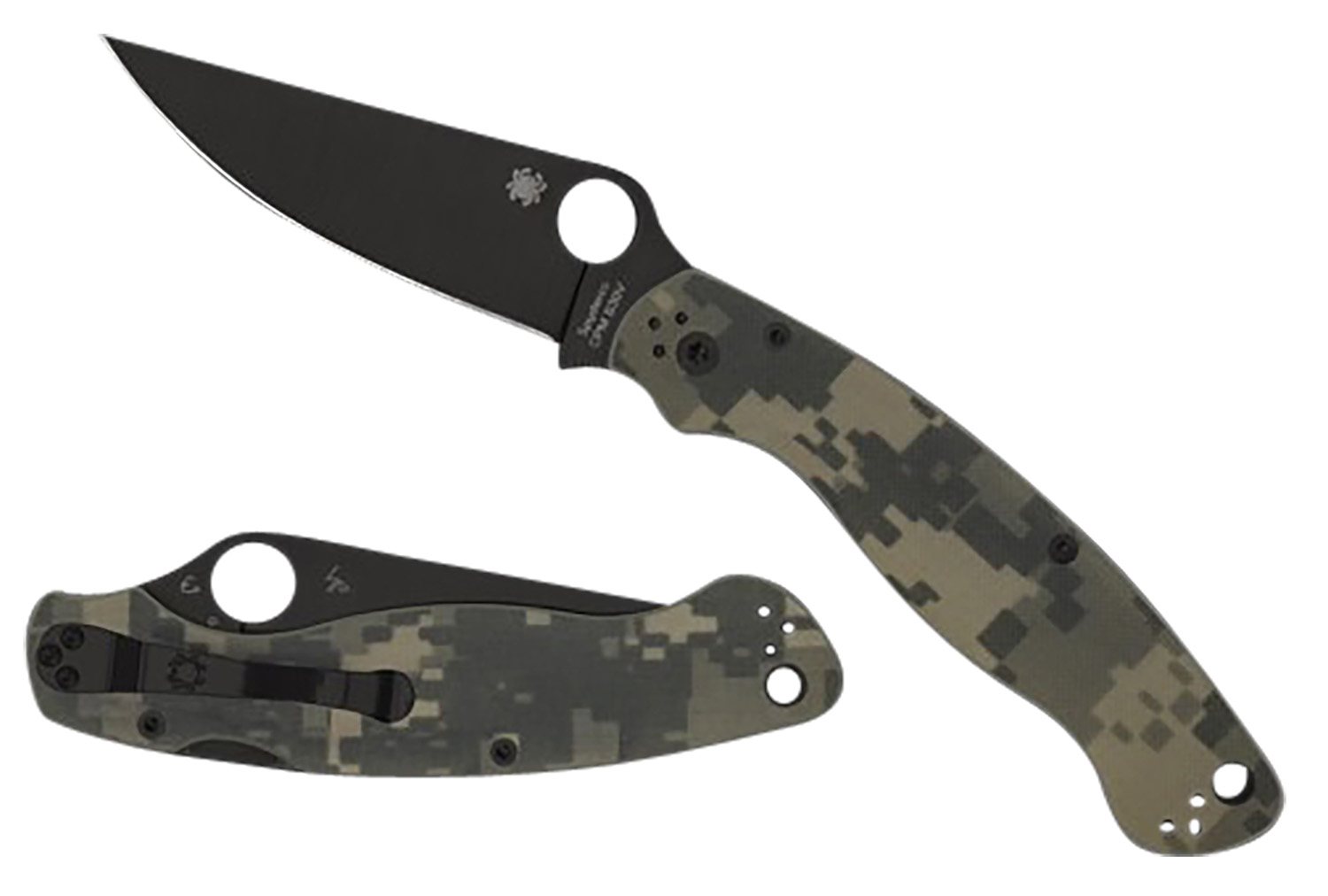 Spyderco C36GPCMOBK2 Military 2 4″ Folding Plain Black DLC CPM S30V SS Blade/ Digital Camo G10 Handle Includes Pocket Clip