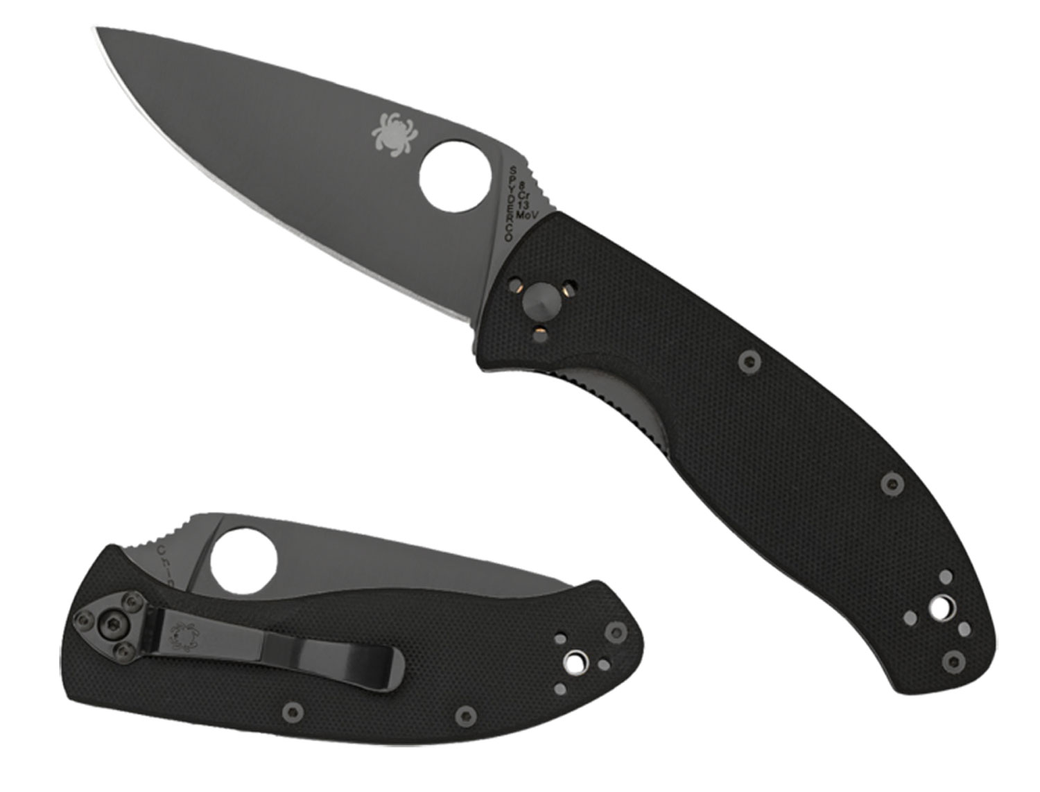 Spyderco C122GBBKPS Tenacious 3.39″ Folding Drop Point Part Serrated Black Matte 8Cr13MoV SS Blade Black Textured G10 Handle Includes Pocket Clip