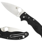 Spyderco C101PBK2 Manix 2 Lightweight 3.37″ Folding Plain Satin CTS BD1 SS Blade/Black Bi-Directional Texturing FRCP Handle Includes Pocket Clip