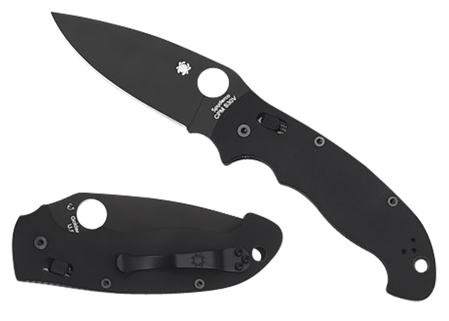 Spyderco C95GPBBK2 Manix 2 XL 3.85″ Folding Plain Black DLC CPM S30V SS Blade/Black Textured G10 Handle Includes Pocket Clip
