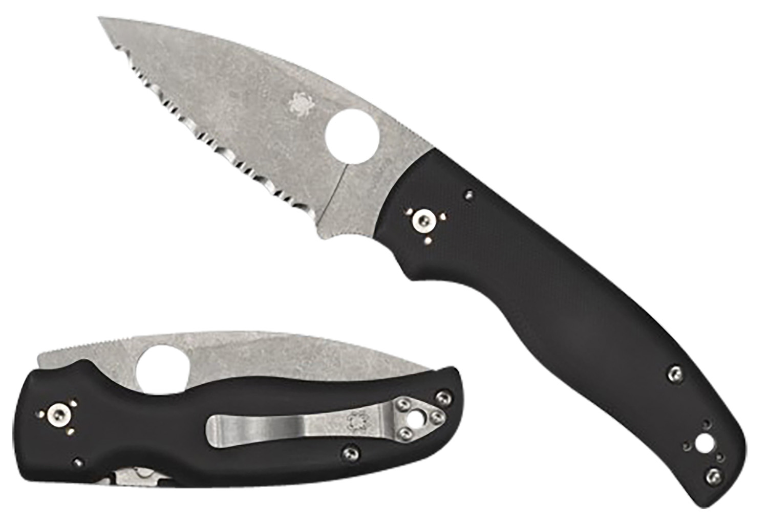 Spyderco C229GP Shaman 3.58″ Folding Plain Stonewashed CPM S30V SS Blade/Black Textured G10 Handle Includes Pocket Clip