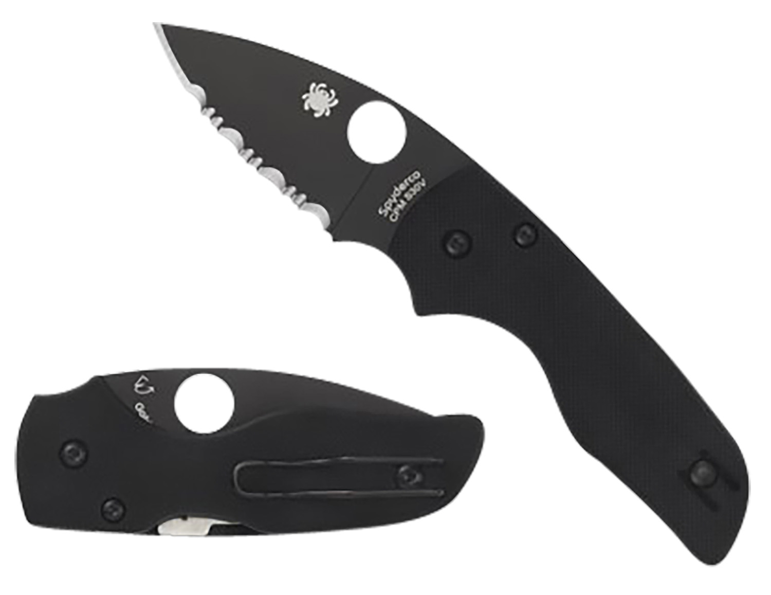 Spyderco C230GPBBK Lil’ Native 2.42″ Folding Plain Black DLC CPM S30V SS Blade/Black Textured G10 Handle Includes Pocket Clip