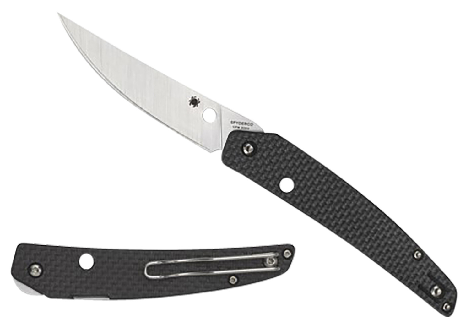 Spyderco C242CFP Ikuchi 3.26″ Folding Plain CPM S30V SS Blade/Black Textured Carbon Fiber/G10 Handle Includes Pocket Clip