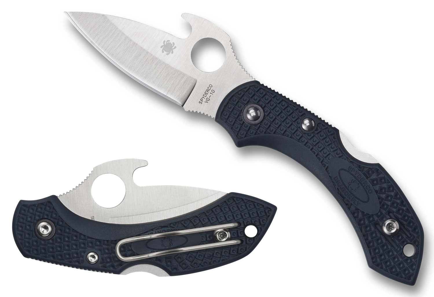 Spyderco C28PGYW2 Dragonfly 2 2.28″ Folding Drop Point Plain VG-10 SS Blade Gray Bi-Directional Texturing FRN Handle Includes Pocket Clip