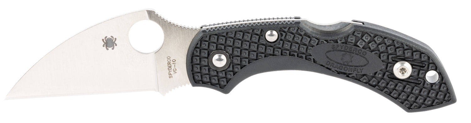 Spyderco C28FPWCBK2 Dragonfly 2 Lightweight 2.28″ Folding Wharncliffe Plain VG-10 SS Blade Black Bi-Directional Texturing FRN Handle Includes Pocket Clip