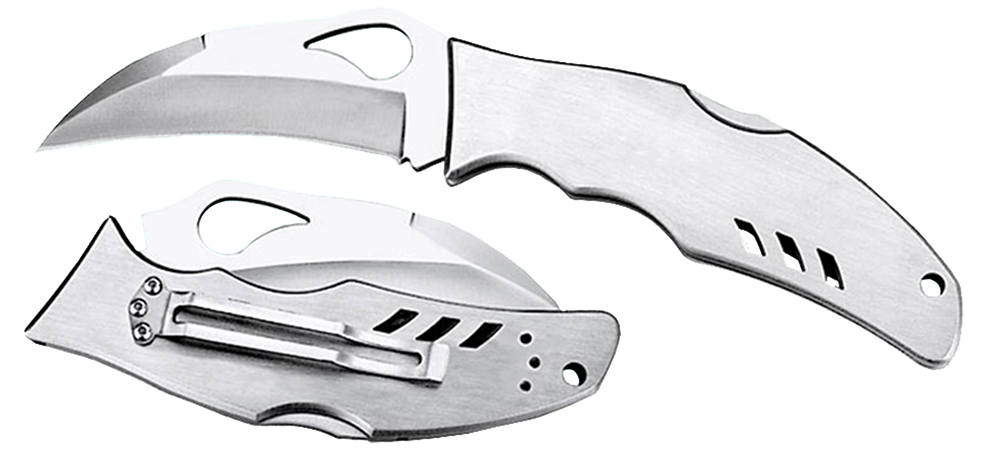 Spyderco BY07P Byrd Crossbill 3.50″ Folding Hawkbill Plain 8Cr13MoV SS Blade, Stainless Steel Handle Includes Pocket Clip