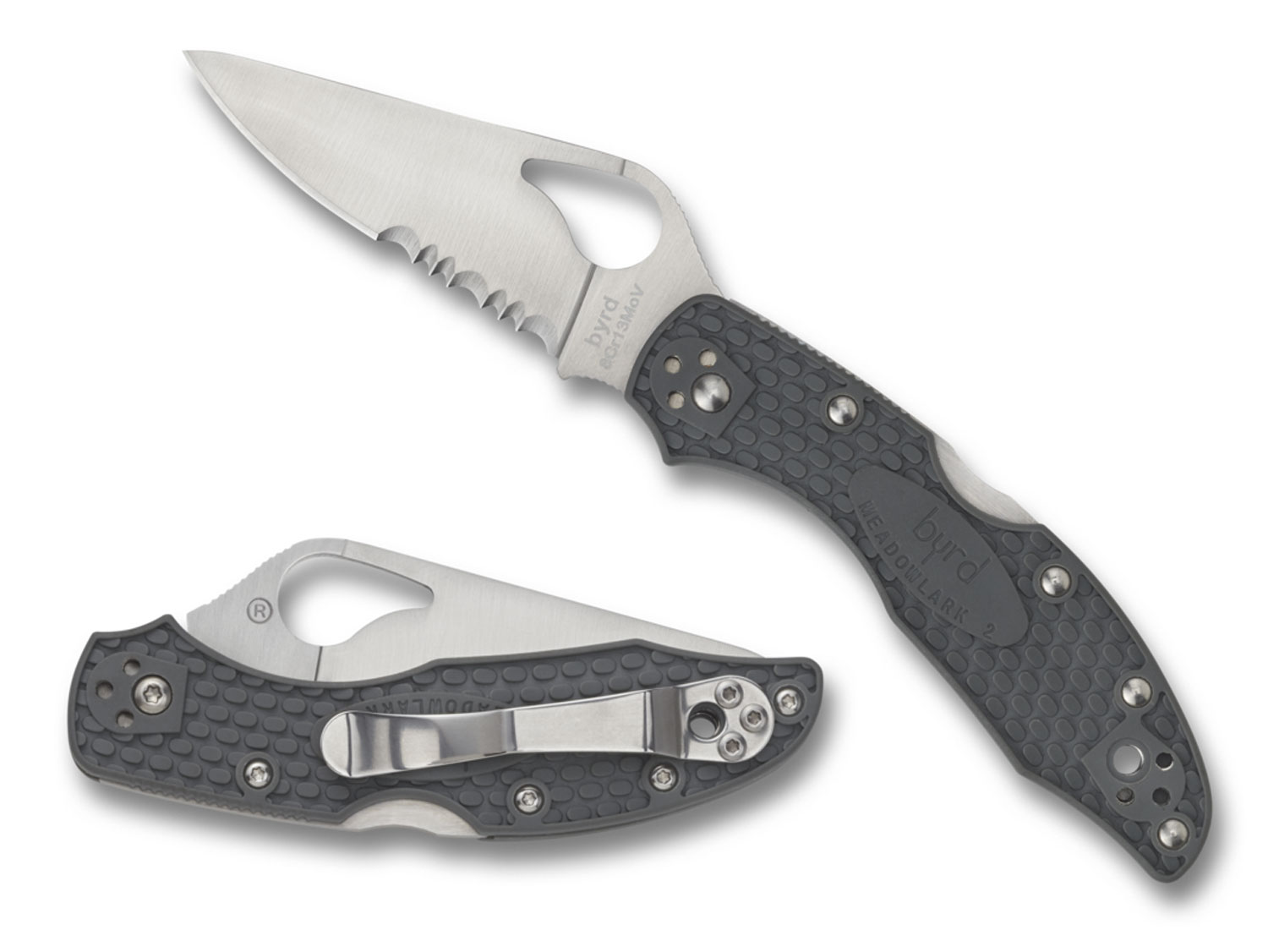 Spyderco BY04PSBK2 Byrd Meadowlark 2 Lightweight 2.87″ Folding Drop Point Part Serrated 8Cr13MoV SS Blade Black Textured FRN Handle Includes Pocket Clip