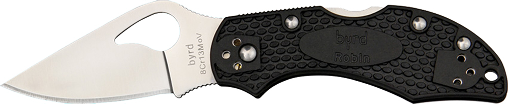 Spyderco BY10PBK2 Byrd Robin 2 Lightweight 2.43″ Folding Drop Point Plain 8Cr13MoV SS Blade Black Bi-Directional Texturing FRN Handle Includes Pocket Clip