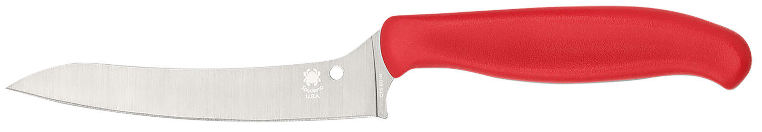 Spyderco K14PRD Z-Cut Pointed 4.40″ Fixed Plain Stonewashed CTS BD1N SS Blade, Red Textured Polypropylene Handle