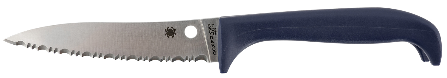 Spyderco K20SPR Counter Puppy 3.48″ Fixed Serrated 7Cr17MoV SS Blade Purple Plastic Handle