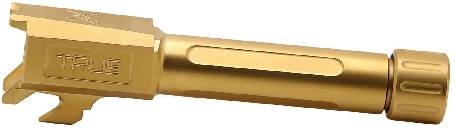 True Precision Inc TPSHCBXTG Springfield 9mm Luger 3.10″ Threaded Gold TiN Stainless Steel, Fits Springfield Hellcat