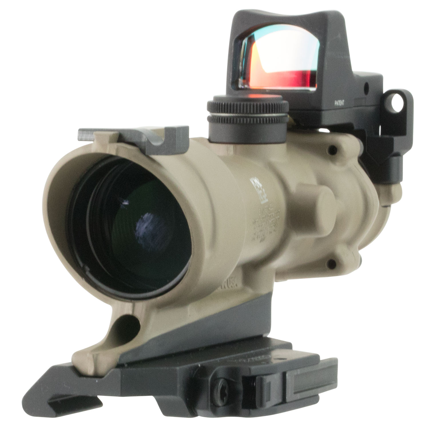 Trijicon 100555 ACOG ECOS Combo Flat Dark Earth 4x32mm Illuminated Amber Crosshair .223 BDC Reticle