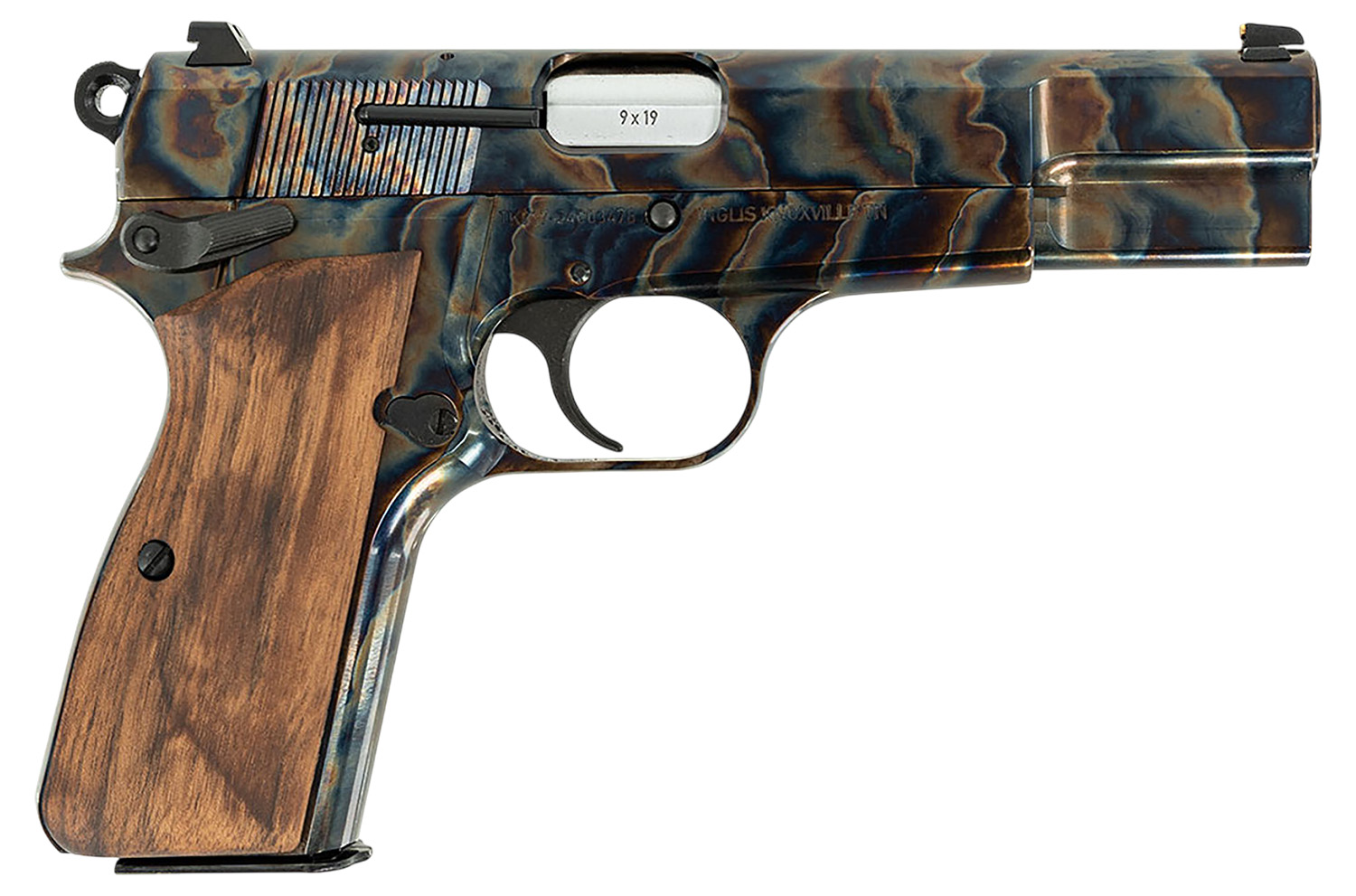 Inglis 12000010 GP-35 Full Size Frame 9mm Luger 15+1 4.70″ Hard Chrome Plated Stainless Steel Barrel, Color Case Hardened Carbon Steel Serrated Slide, Color Case Hardened Steel Frame, Walnut Grip